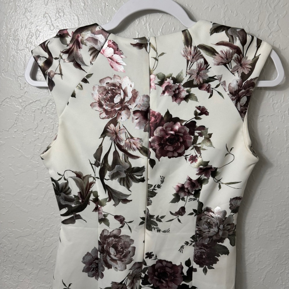 Shelby & Palmer Womens Floral Sheath Dress Ivory Burgundy Metallic Size 6 - Picture 11 of 14